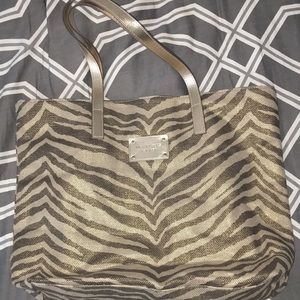 Michael Kors gold and brown tote bag